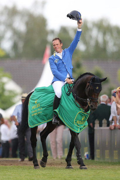 Christian Ahlmann et Codex One, vainqueurs dans le Grand Prix du Rolex Grand Slam of Show Jumping d'Aix-la-Chapelle le 20 juillet 2014.