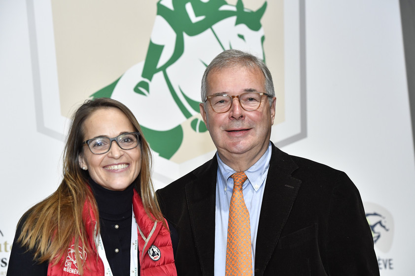 La directrice générale du CHI de Genève Sophie Mottu Morel avec Alban Poudret, directeur sportif (Photo: Rolex Grand Slam / Kit Houghton)