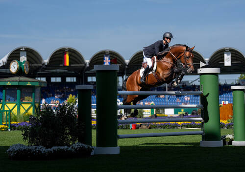 Gilles Thomas (BEL) with Riesling Van T Roosakker in the Prize of CHIO Aachen Campus