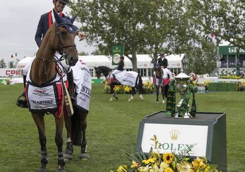 Ben Maher & Enjeu de Grisien winner of the CPKC 'International' Grand Prix presented by Rolex - Rolex Grand Slam/ Ashley Neuhof