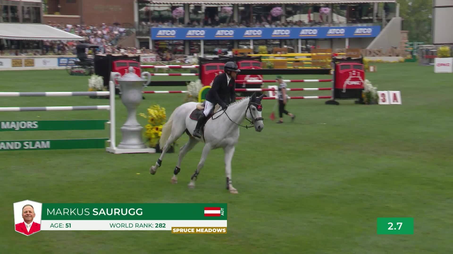 Markus Saurugg with Obora's Crunchy Nut - CSIO5* Spruce Meadows 'Masters' Tournament 2025 - Round 1