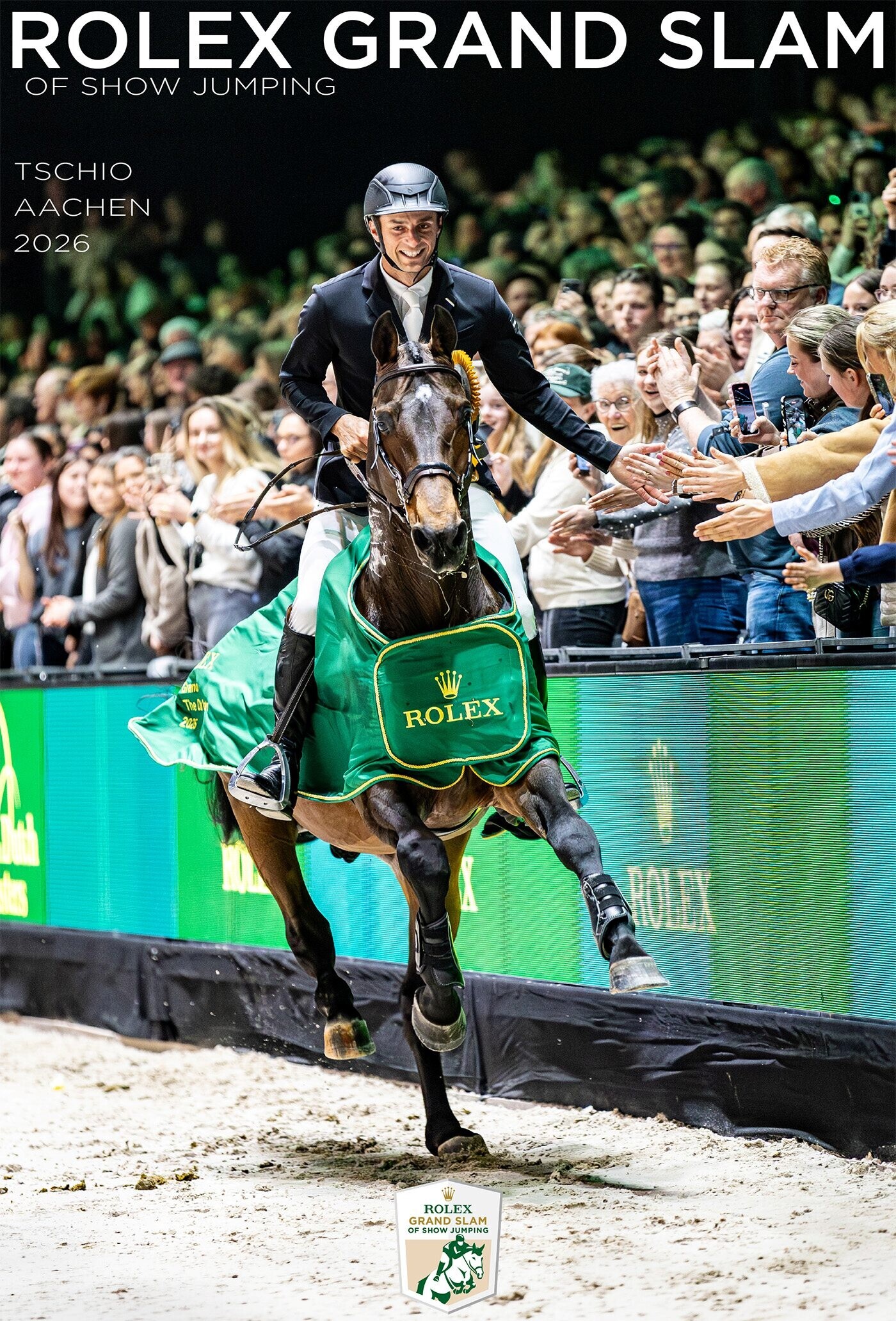 Cover of the Rolex Grand Slam Magazine for TSCHIO Aachen 2026 with Richard Vogel and United Touch S