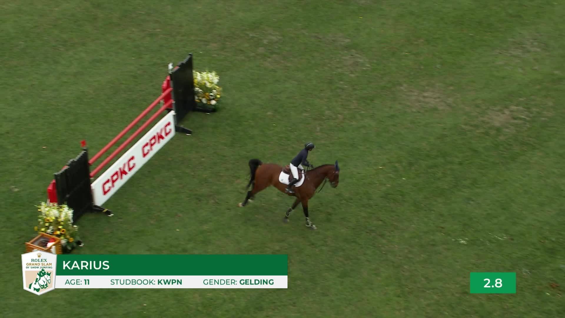 Kaitlin Campbell avec Karius - CSIO5* Spruce Meadows 'Masters' 2026 - Manche 1