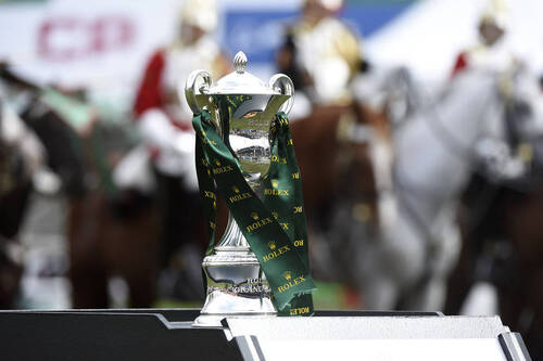 The Rolex Grand Slam Trophy in the "International Ring" of Spruce Meadows.