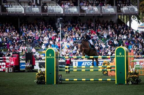 Sameh El Dahan mit Suma’s Zorro (Photo credit: Rolex Grand Slam of Show Jumping / Ashley Neuhof)
