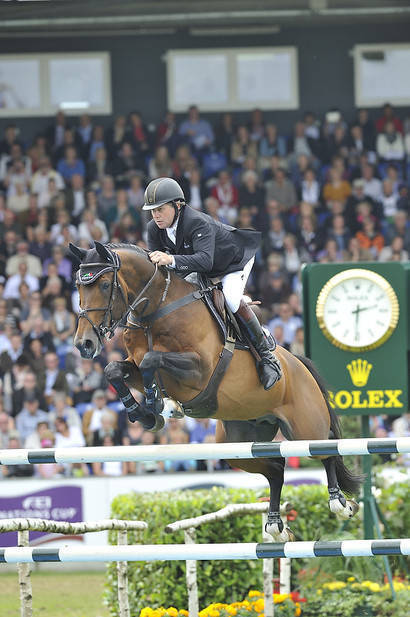 Nick Skelton avec Big Star - vainqueurs dans le Grand Prix du Rolex Grand Slam of Show Jumping d'Aix-la-Chapelle le 30 juin 2013.
