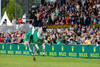 Martin Fuchs (SUI) rides Leone Jei as he celebrates winning the Rolex Grand Prix